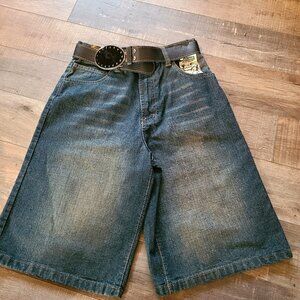 NWT CHAMS PLATINUM BLUE WOMENS JEAN SHORTS W BELT SIZE 10